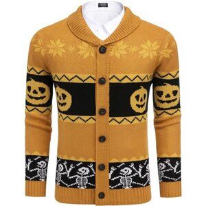 Men's Christmas Cardigans Ugly Xmas Sweaters Reindeer Snowflake Shawl Collar